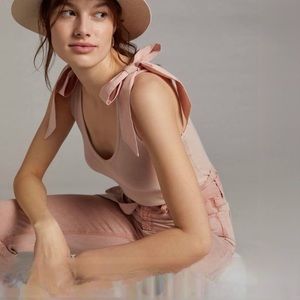 Anthropologie tie shoulder ribbed tank